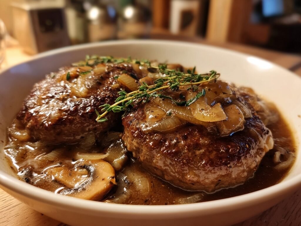 Stored Burger Steak with Mushroom Gravy