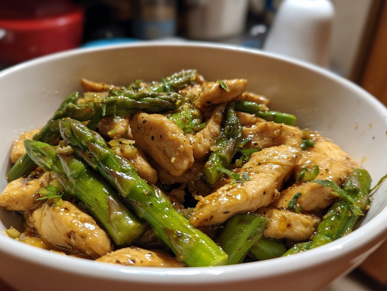 20-Min Quick Lemon Garlic Chicken Asparagus Stir Fry