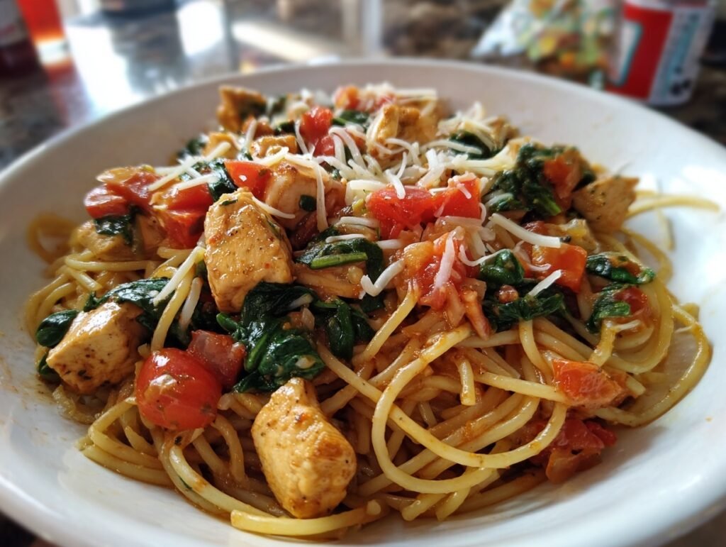 One Pan Chicken Spaghetti