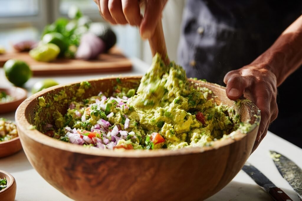 Step-by-step guacamole prep