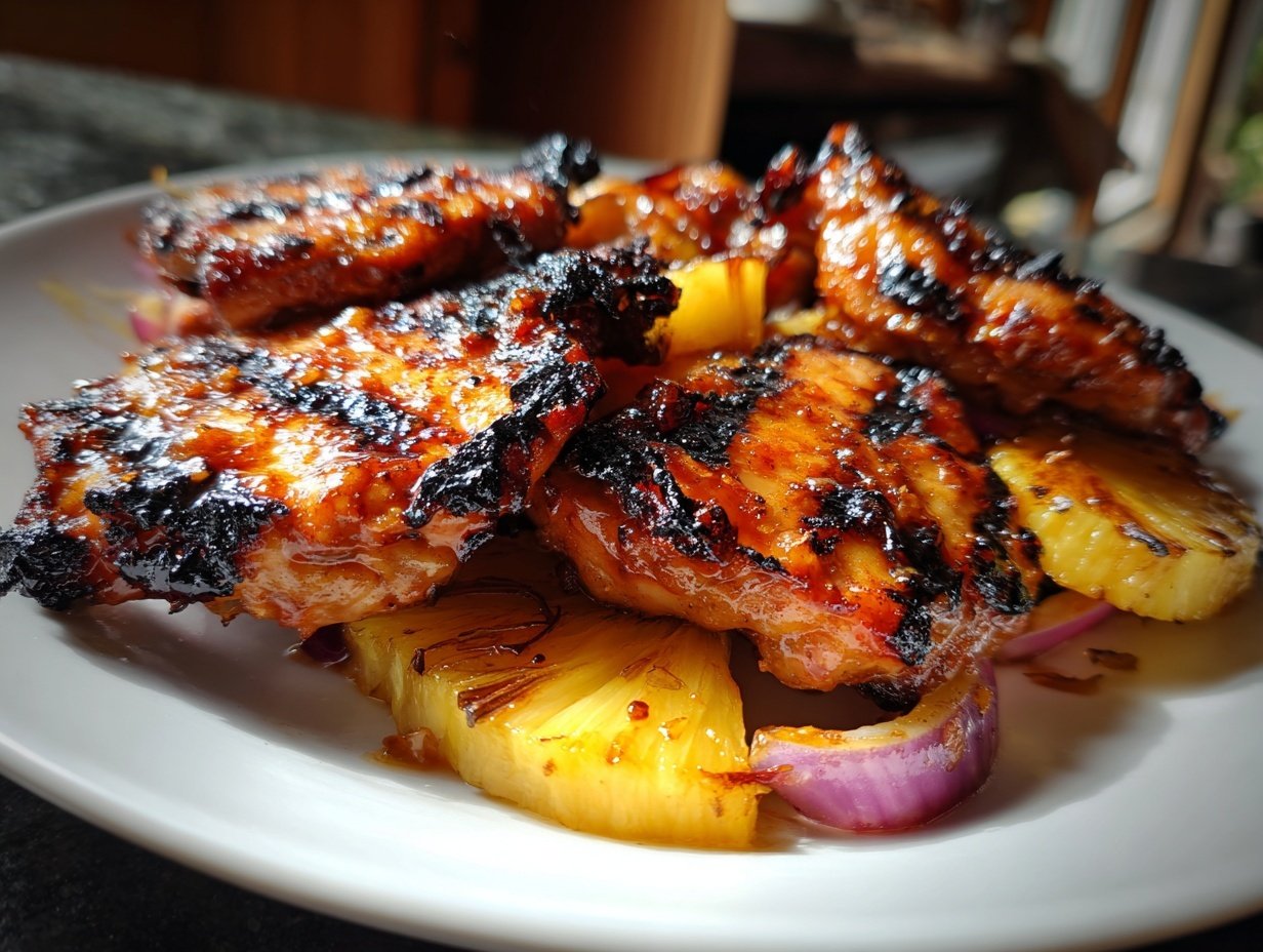 Sweet Hawaiian Chicken Skewers with Grilled Pineapple