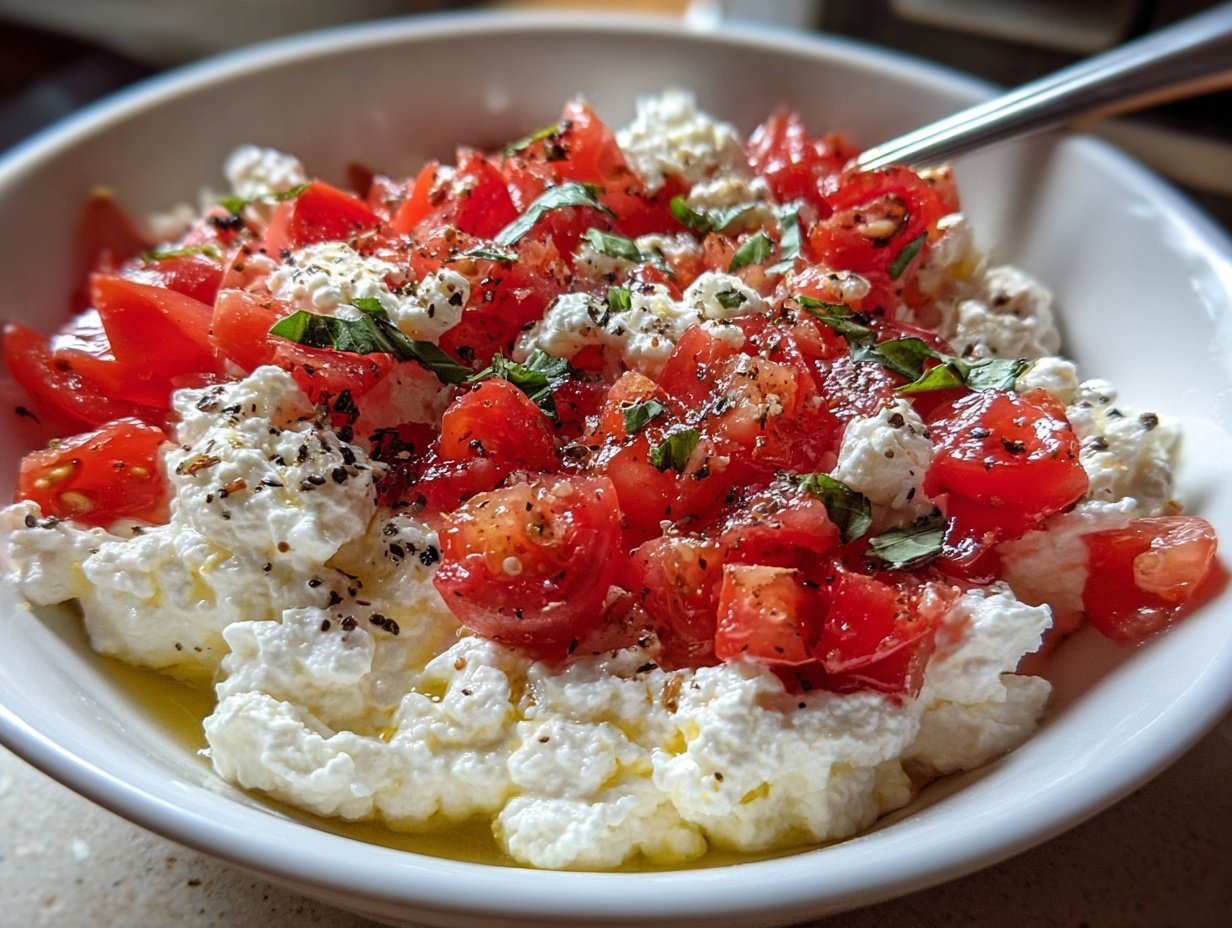 10-Minute Tangy Tomato Cottage Cheese Bowl Recipe