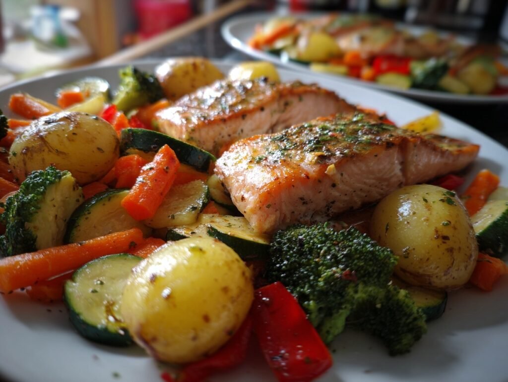 sheet pan salmon meal prep
